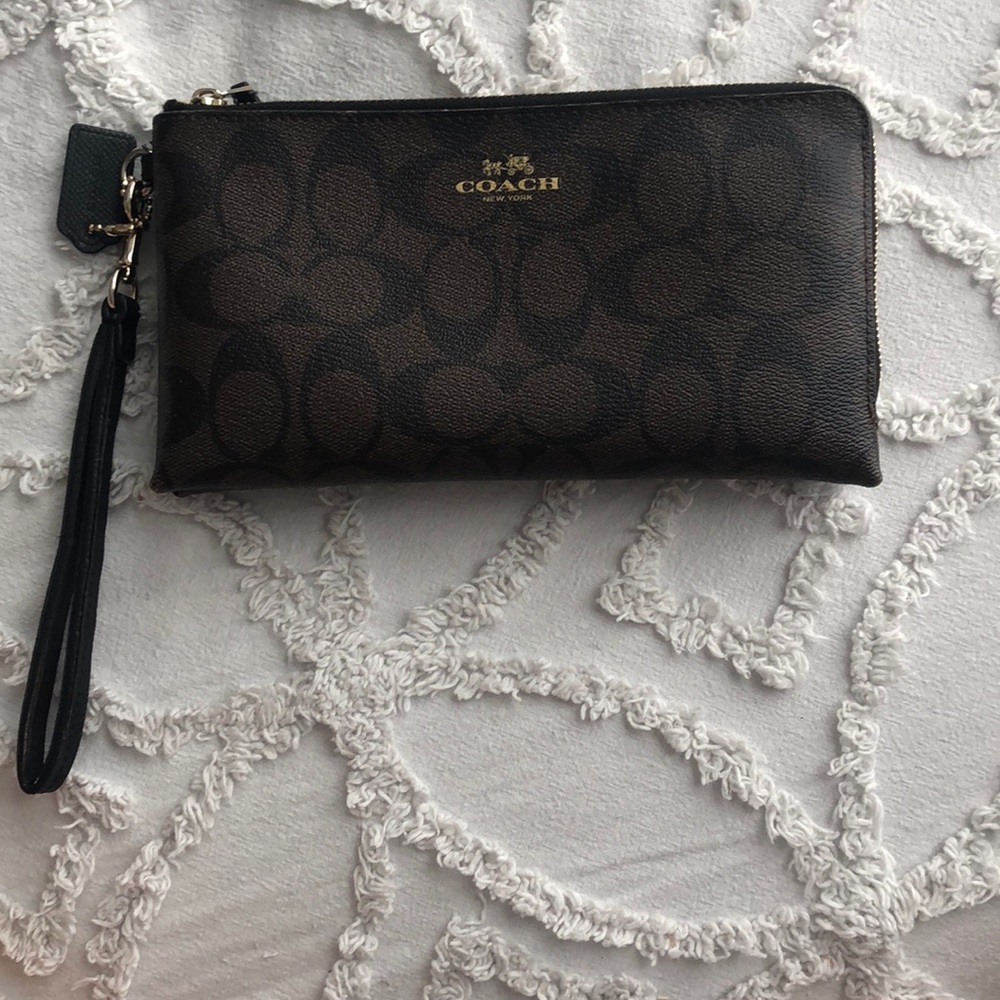 Coach wristlet large - brown and black